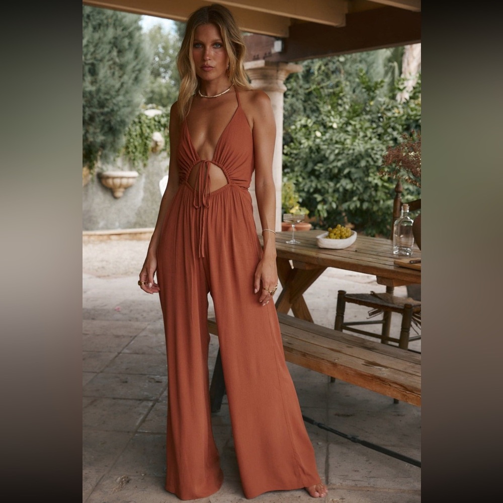 Augustine Rust Halter Jumpsuit